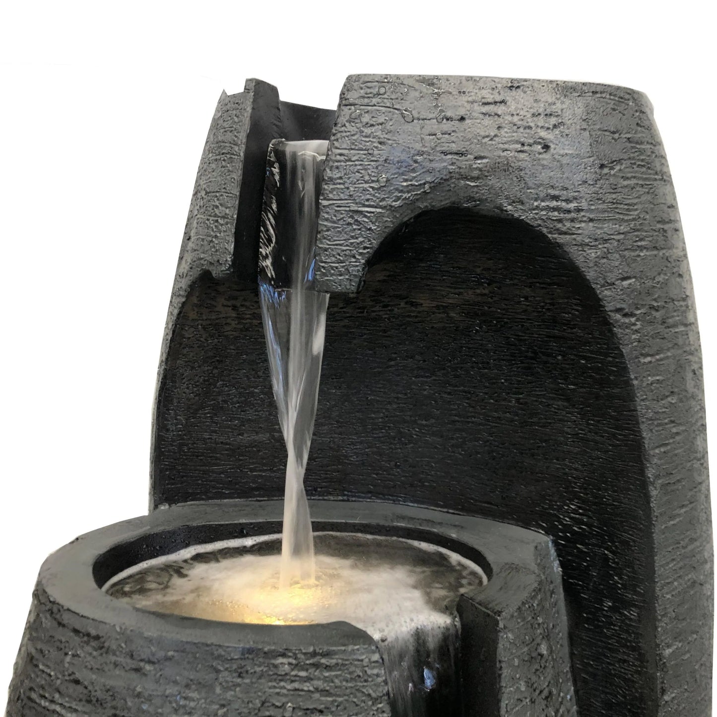 Modern 3 Tier Vase Style Stone Look LED Water Feature