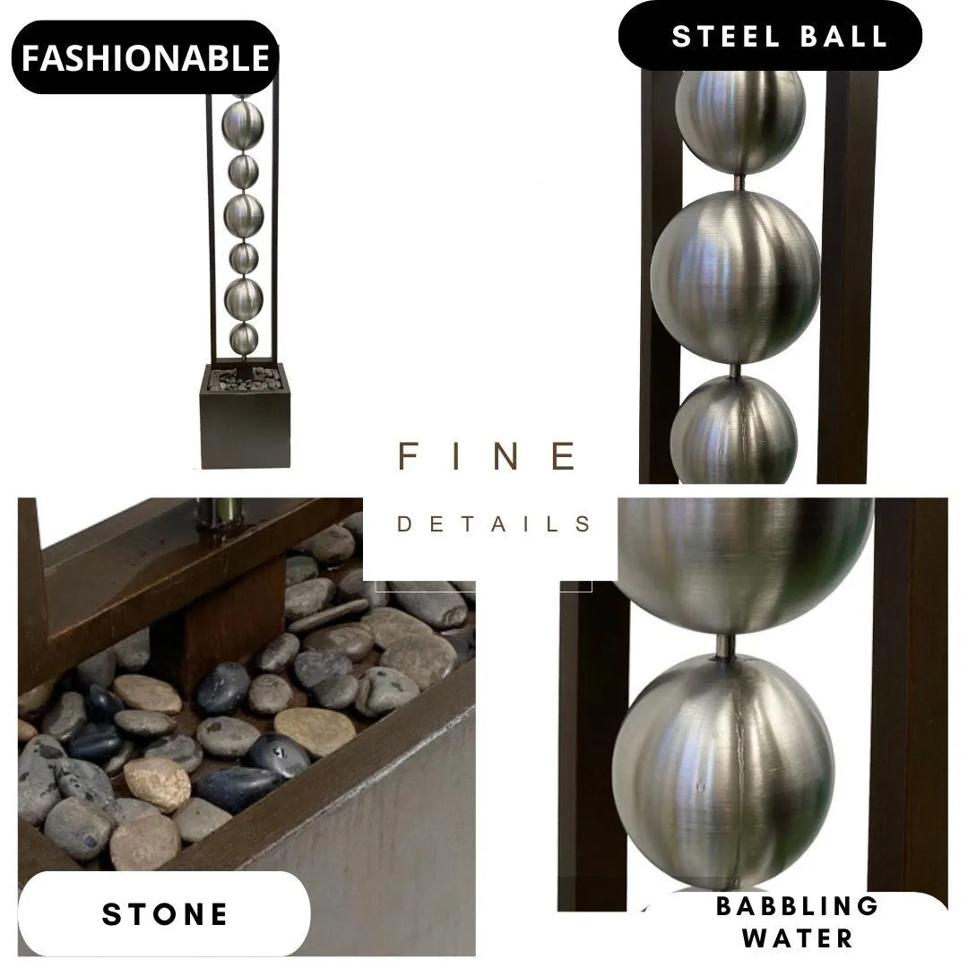 Steel Balls Water Feature with Metal Base