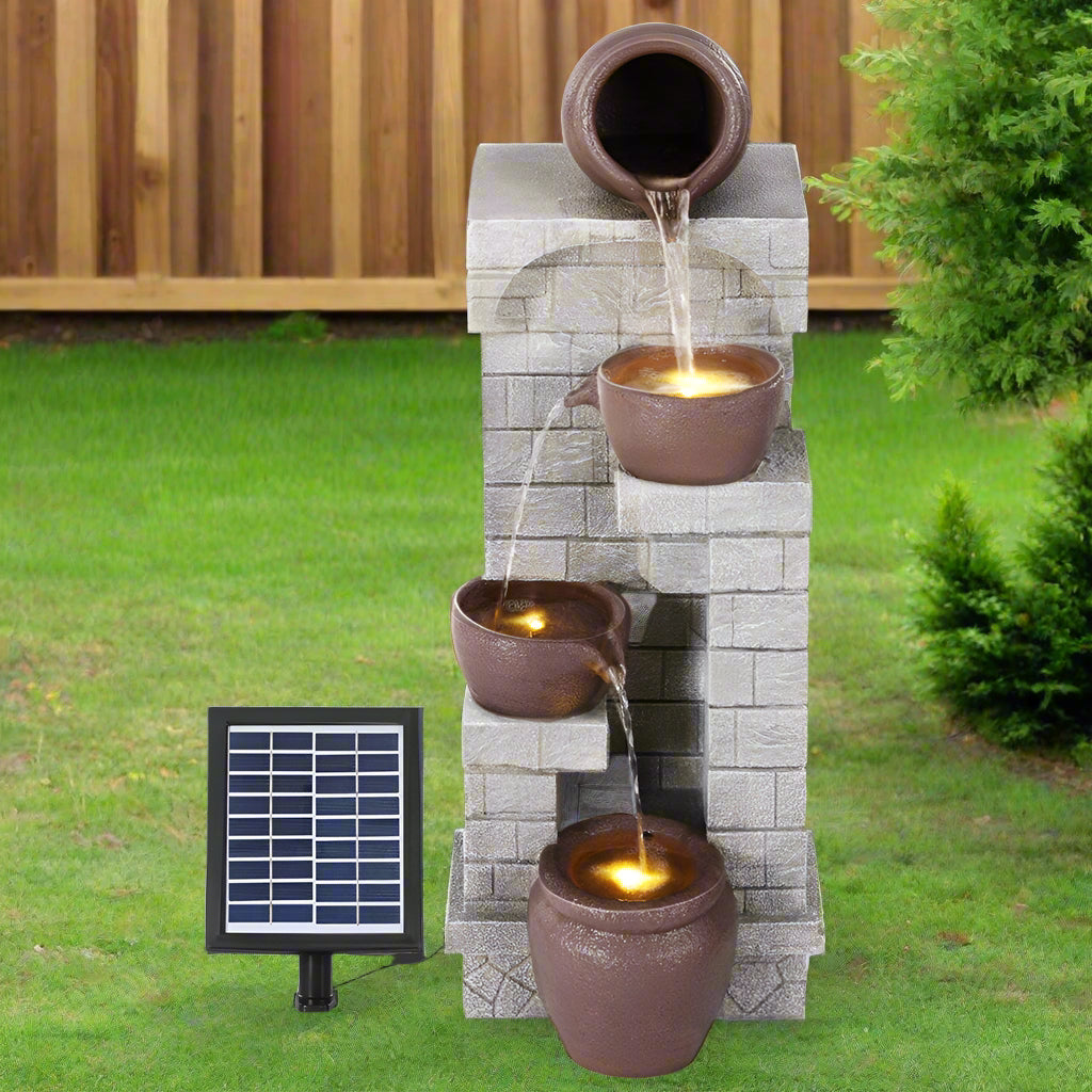 Solar Powered Patio Water Feature with LED Lights