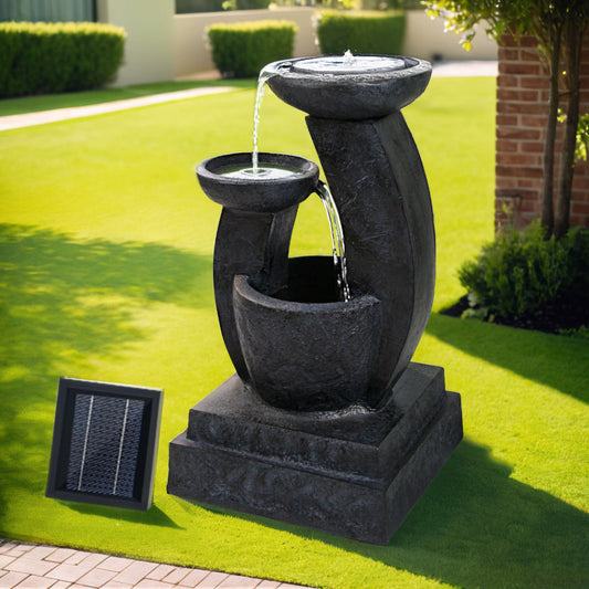 Modern Solar Cascading 3 Tier Fountain Contemporary Water Feature