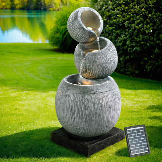 Modern Solar Cascading 3 Tier Fountain with LED Light Feature