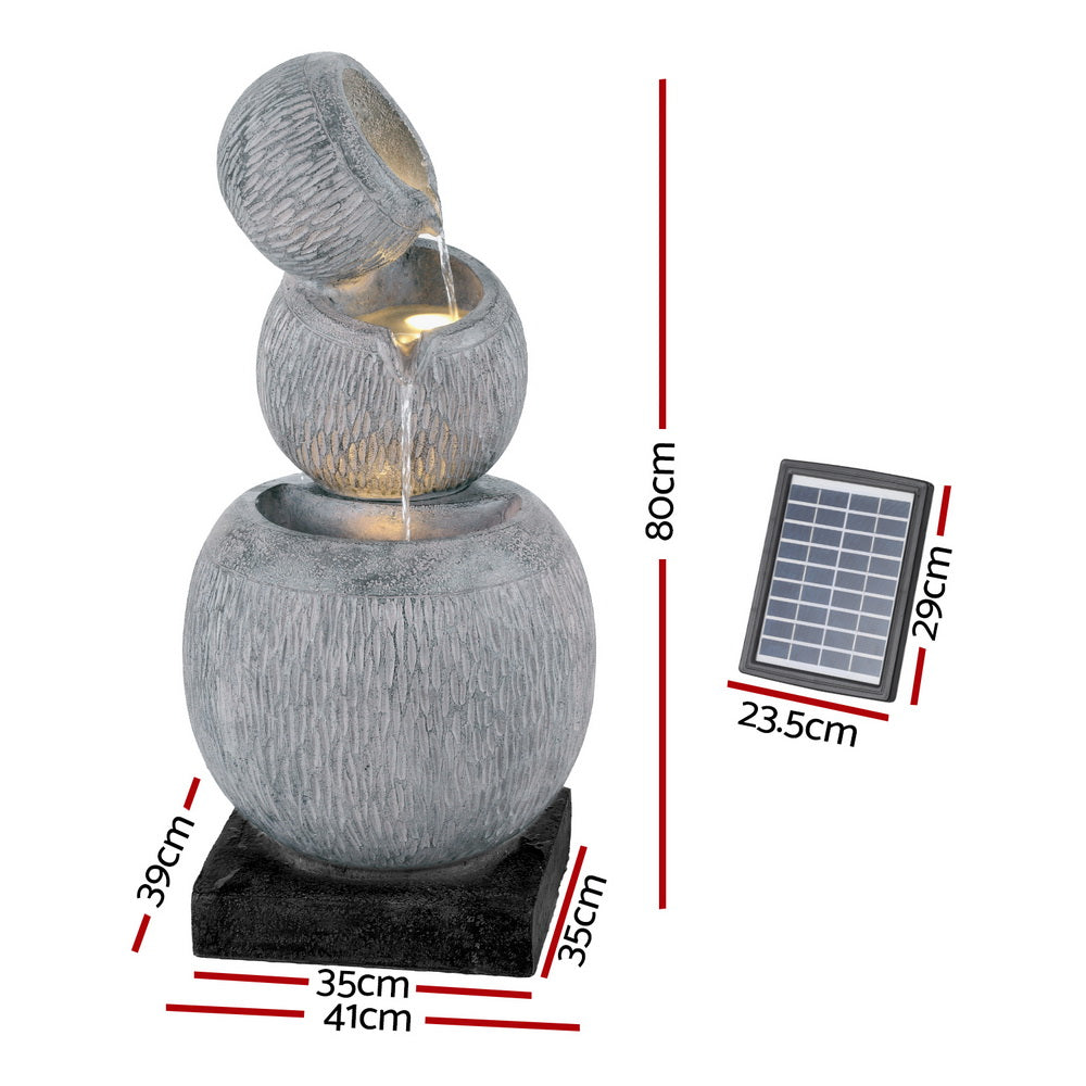 Modern Solar Cascading 3 Tier Fountain with LED Light Feature
