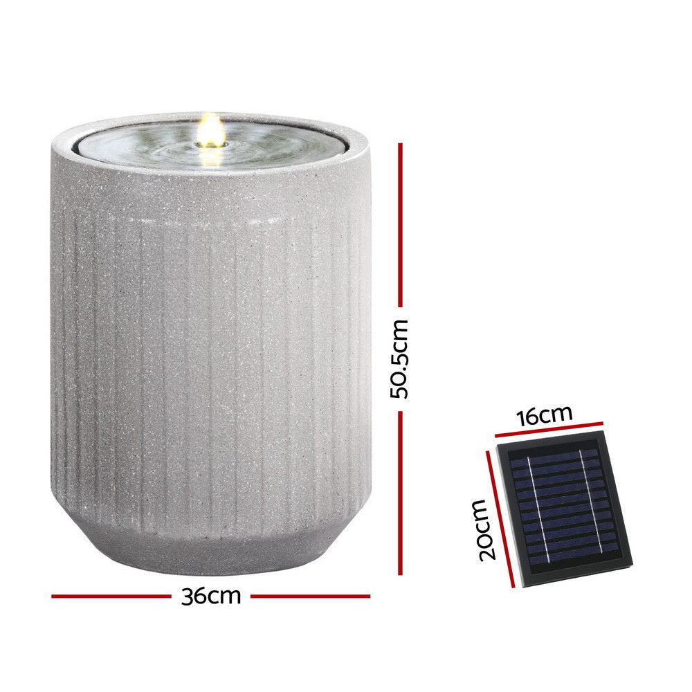 Modern Ribbed Concrete Finish Solar Feature with LED Light