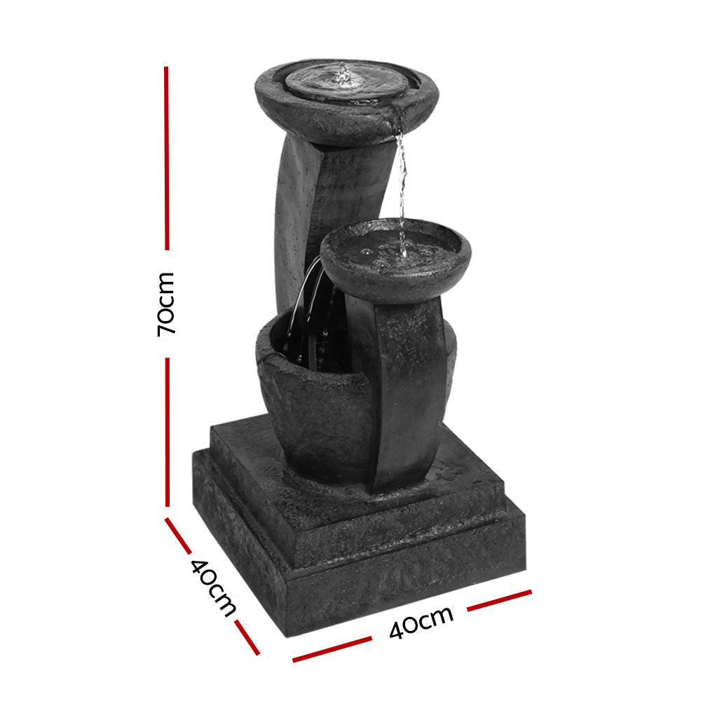 Modern Solar Cascading 3 Tier Fountain Contemporary Water Feature