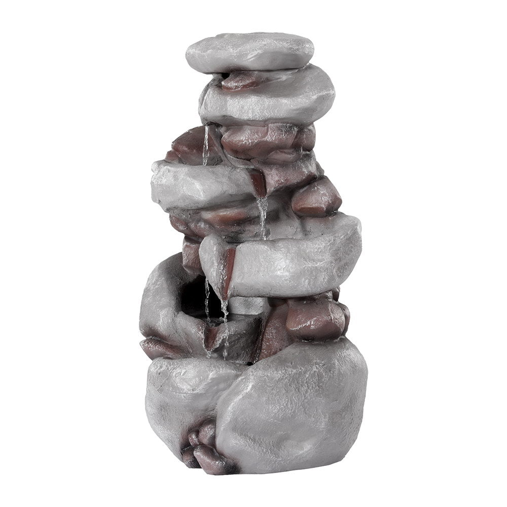Solar Powered 4-Tier Rock Water Feature with LED