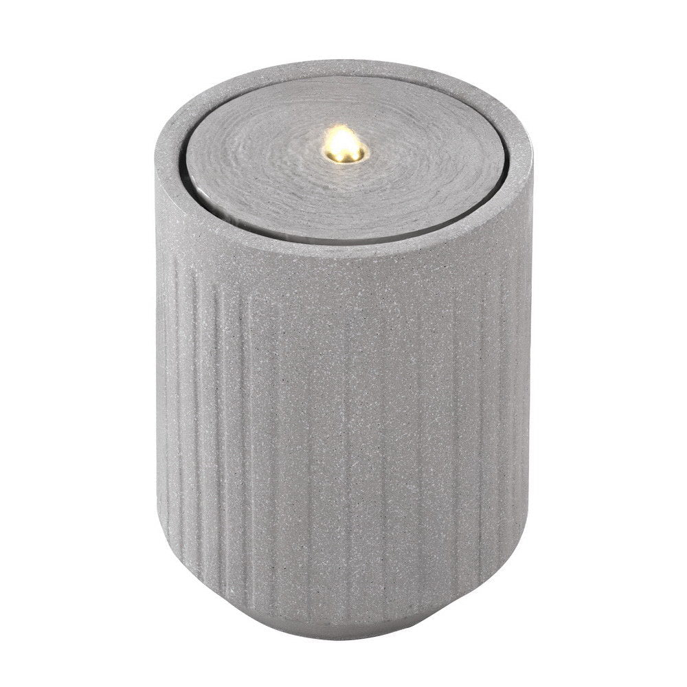 Modern Ribbed Concrete Finish Solar Feature with LED Light