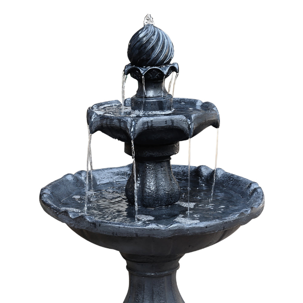 Elegant Solar powered 3-Tiered Bird Bath Water feature with LED Light