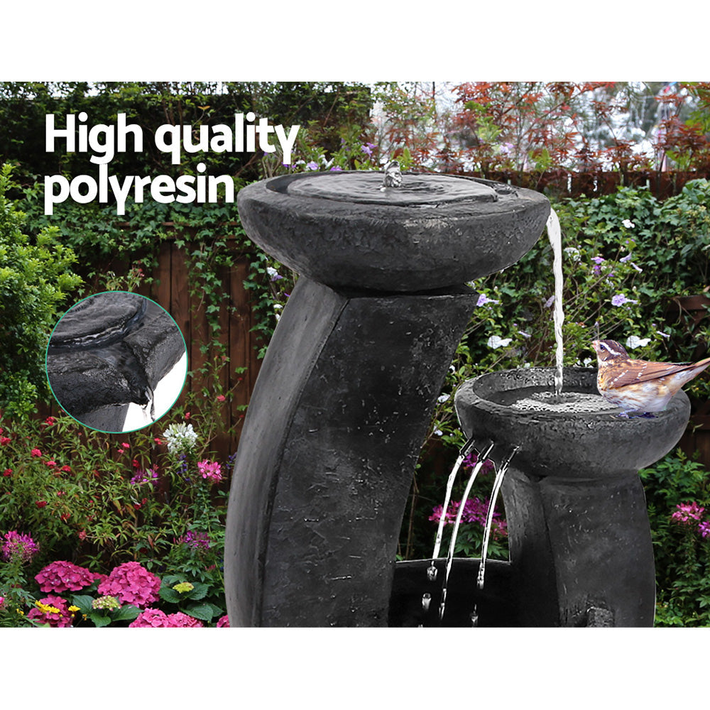 Modern Solar Cascading 3 Tier Fountain Contemporary Water Feature