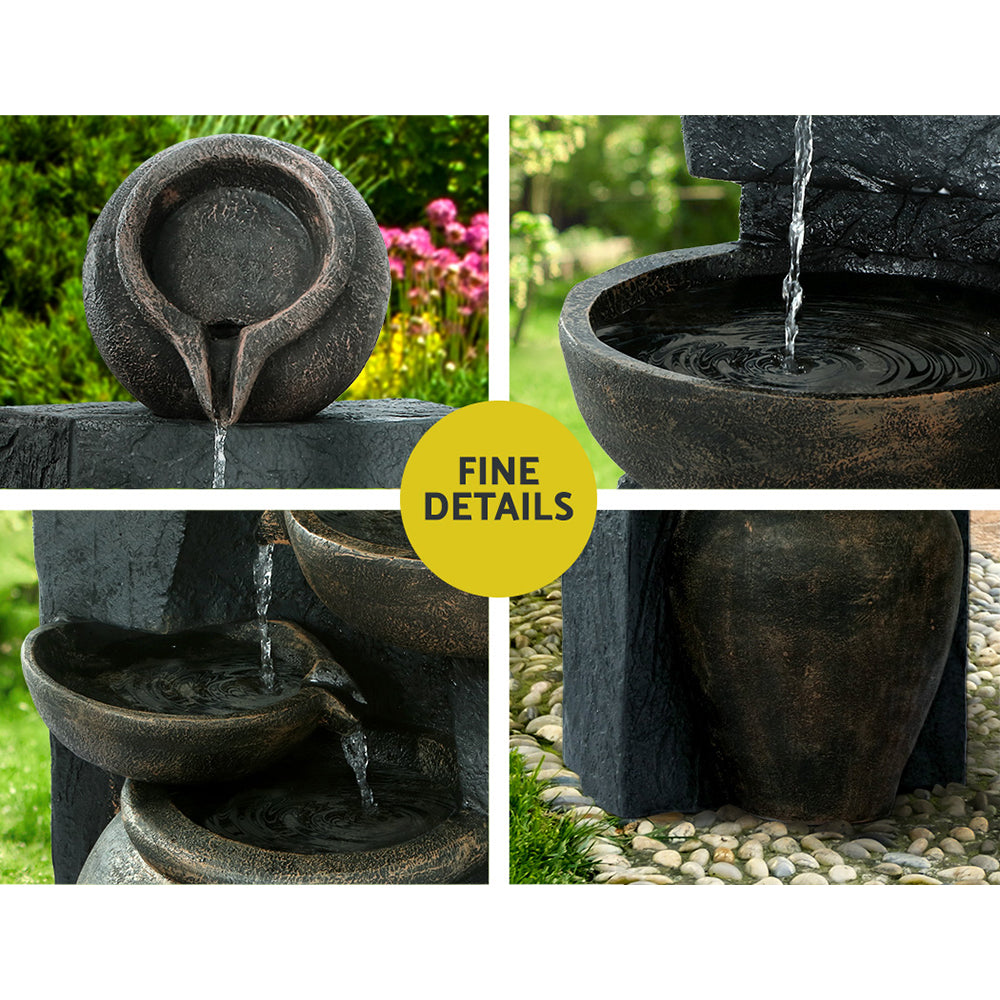 Cascading Jug Solar Fountain with Stone Look Water Feature