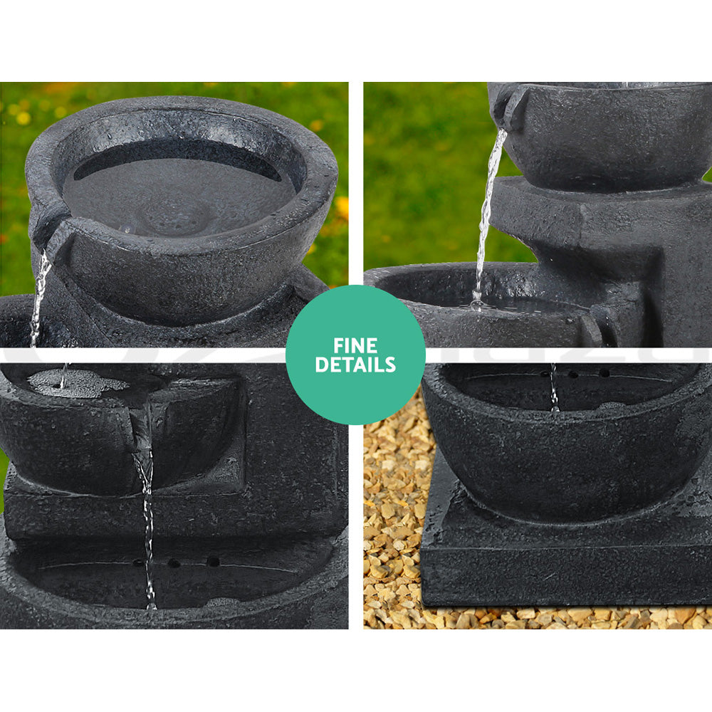Solar Cascading 3 Tier Water Feature Modern Stone look fountain