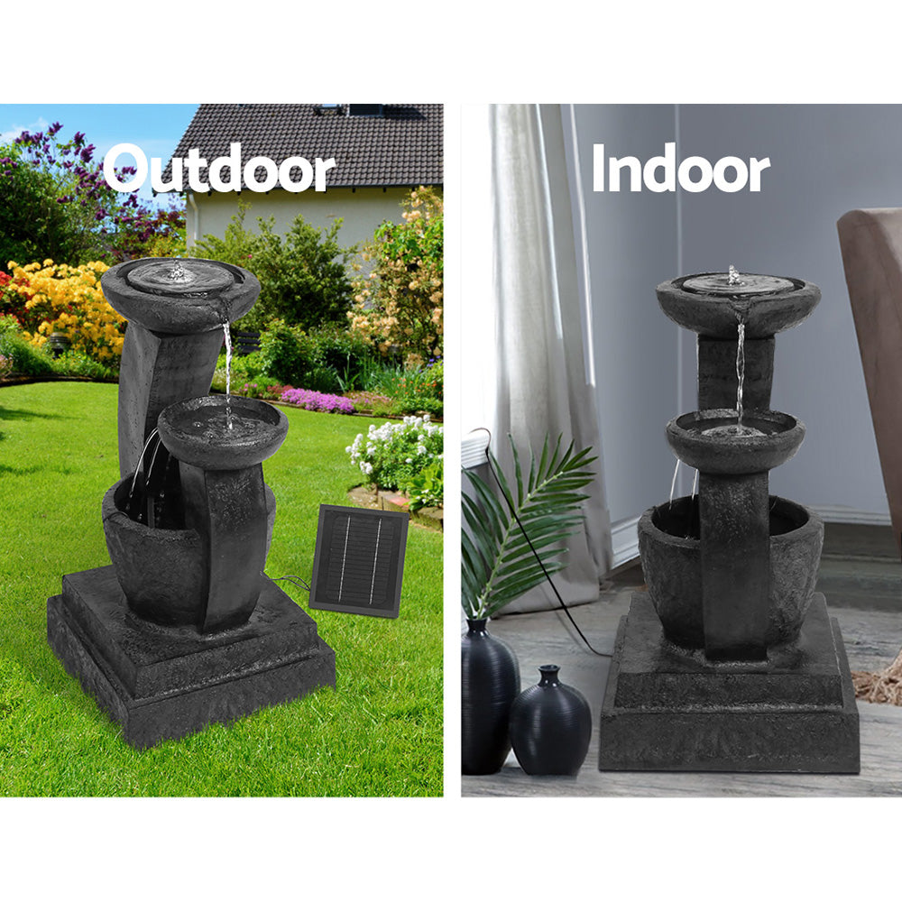 Modern Solar Cascading 3 Tier Fountain Contemporary Water Feature