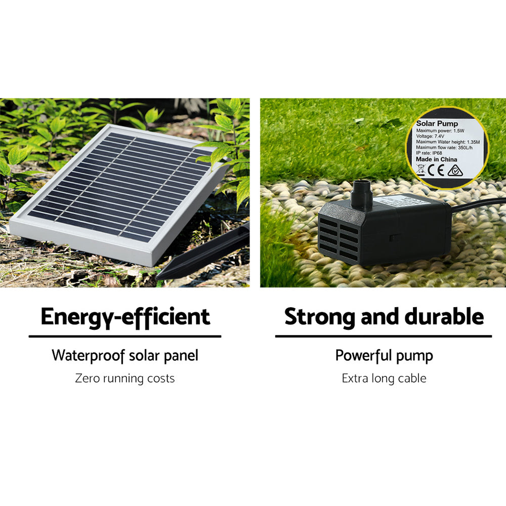 Cascading Jug Solar Fountain with Stone Look Water Feature