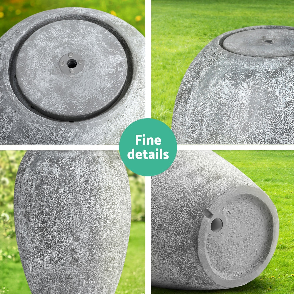 Elegant Grey Solar Vase Fountain with LED Light