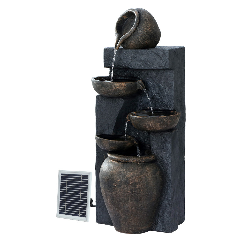 Cascading Jug Solar Fountain with Stone Look Water Feature