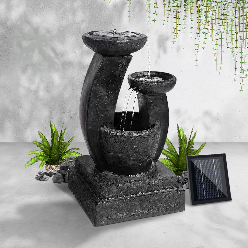Modern Solar Cascading 3 Tier Fountain Contemporary Water Feature