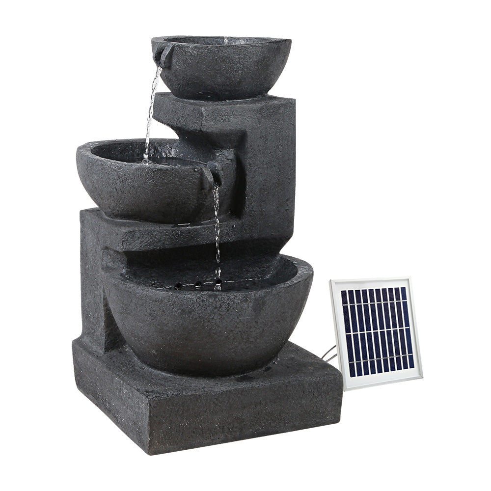 Solar Cascading 3 Tier Water Feature Modern Stone look fountain