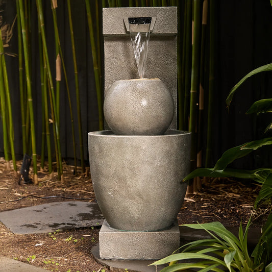 Lumos Modern Garden Water Feature with LED Illumination