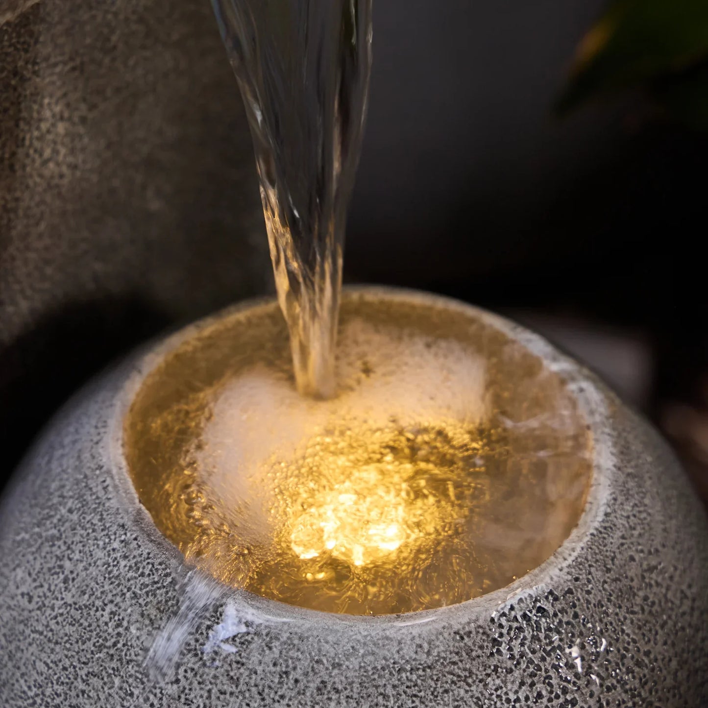 Lumos Modern Garden Water Feature with LED Illumination