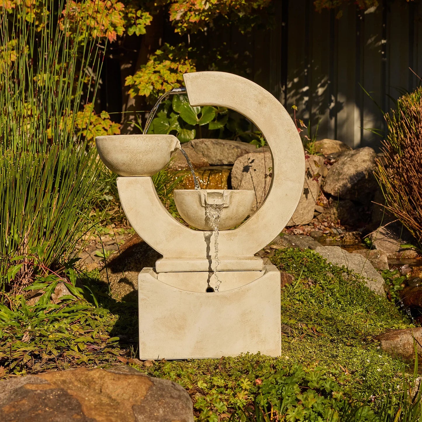 Crescent Modern Curved Garden Water Fountain Feature
