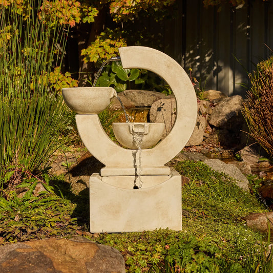 Crescent Modern Curved Garden Water Fountain Feature