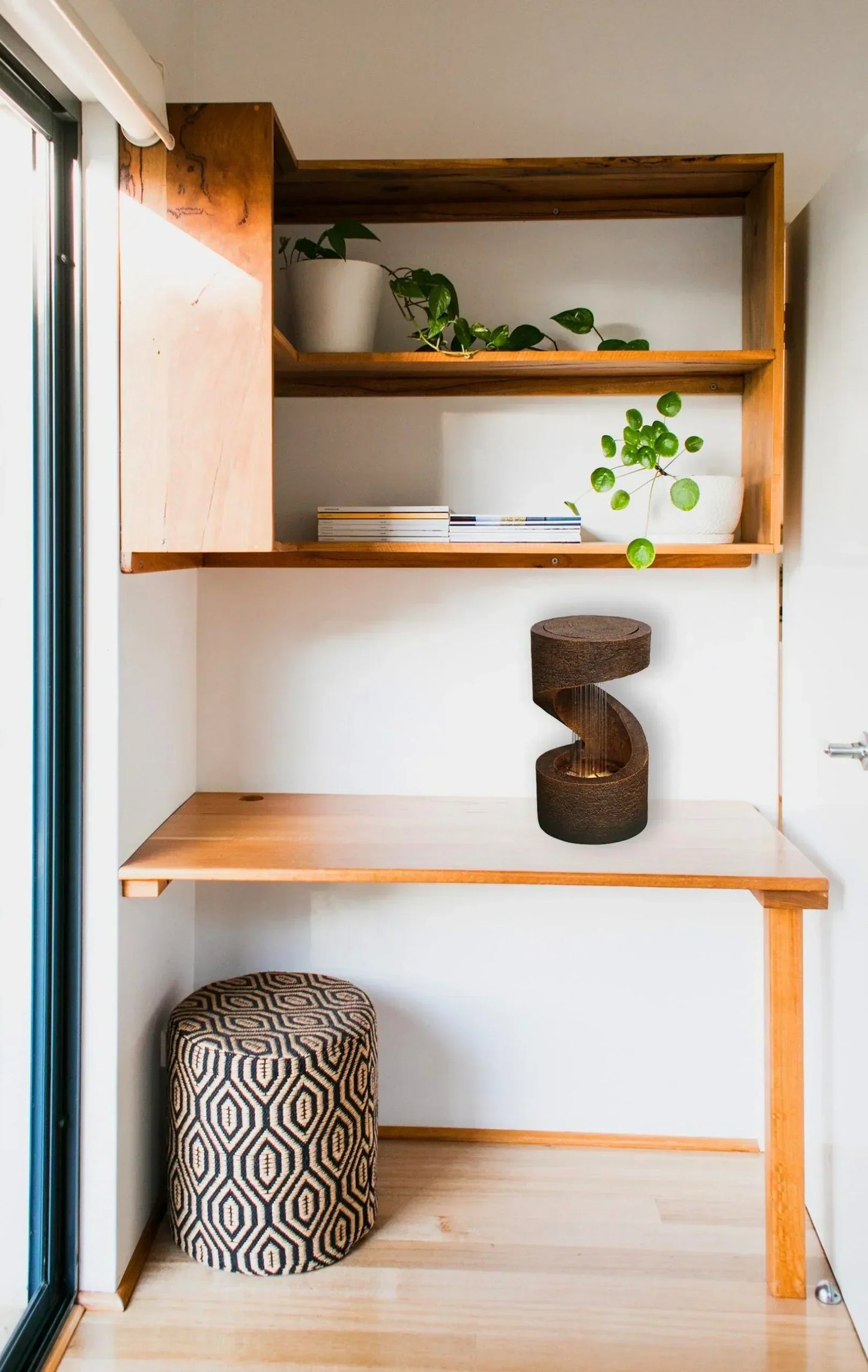 Spiral Rain Curtain Rustic LED Tabletop Water Feature