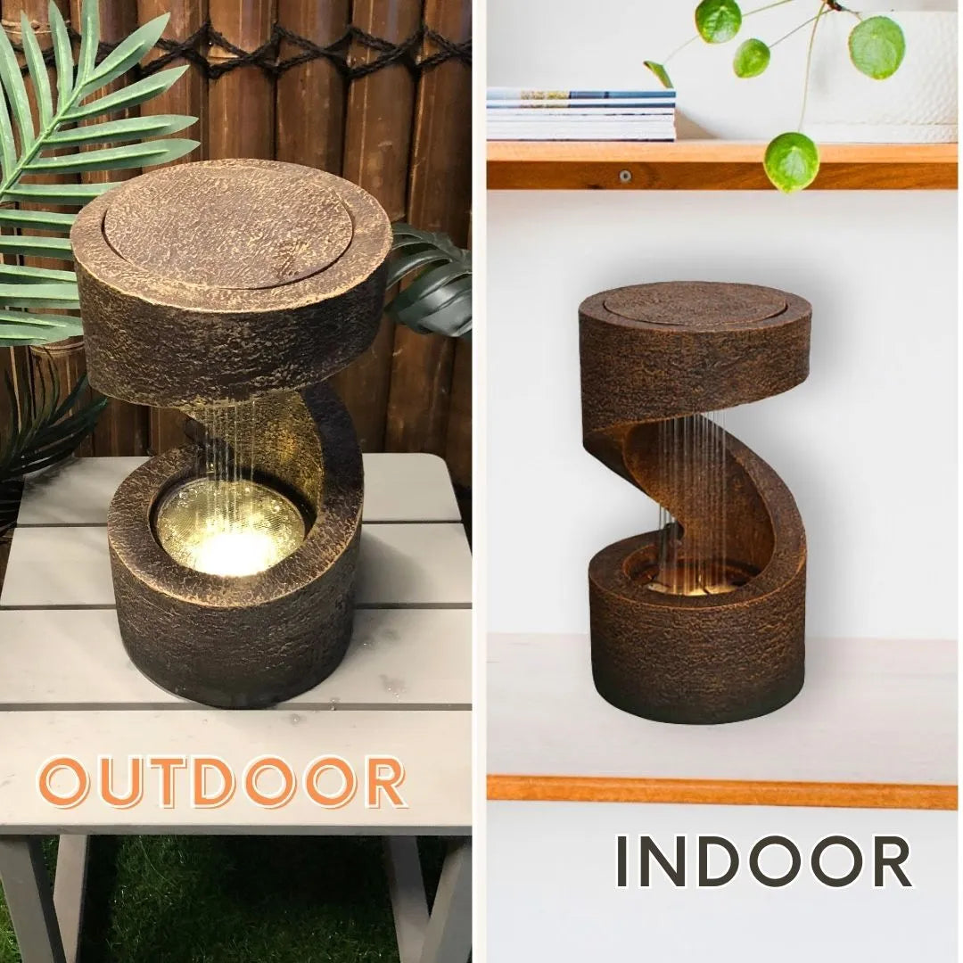 Spiral Rain Curtain Rustic LED Tabletop Water Feature