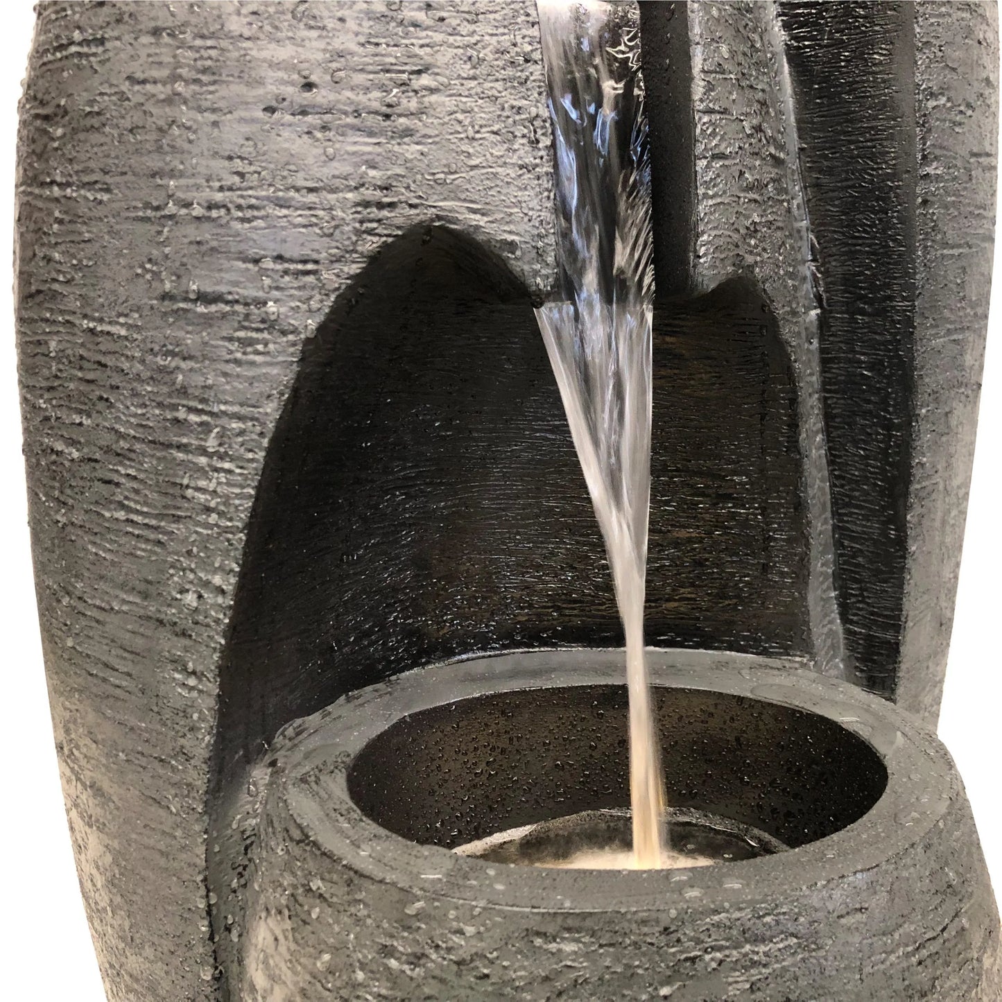 Modern 3 Tier Vase Style Stone Look LED Water Feature