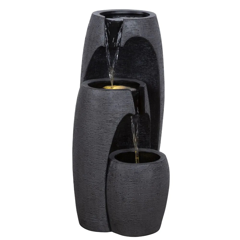 Modern 3 Tier Vase Style Stone Look LED Water Feature