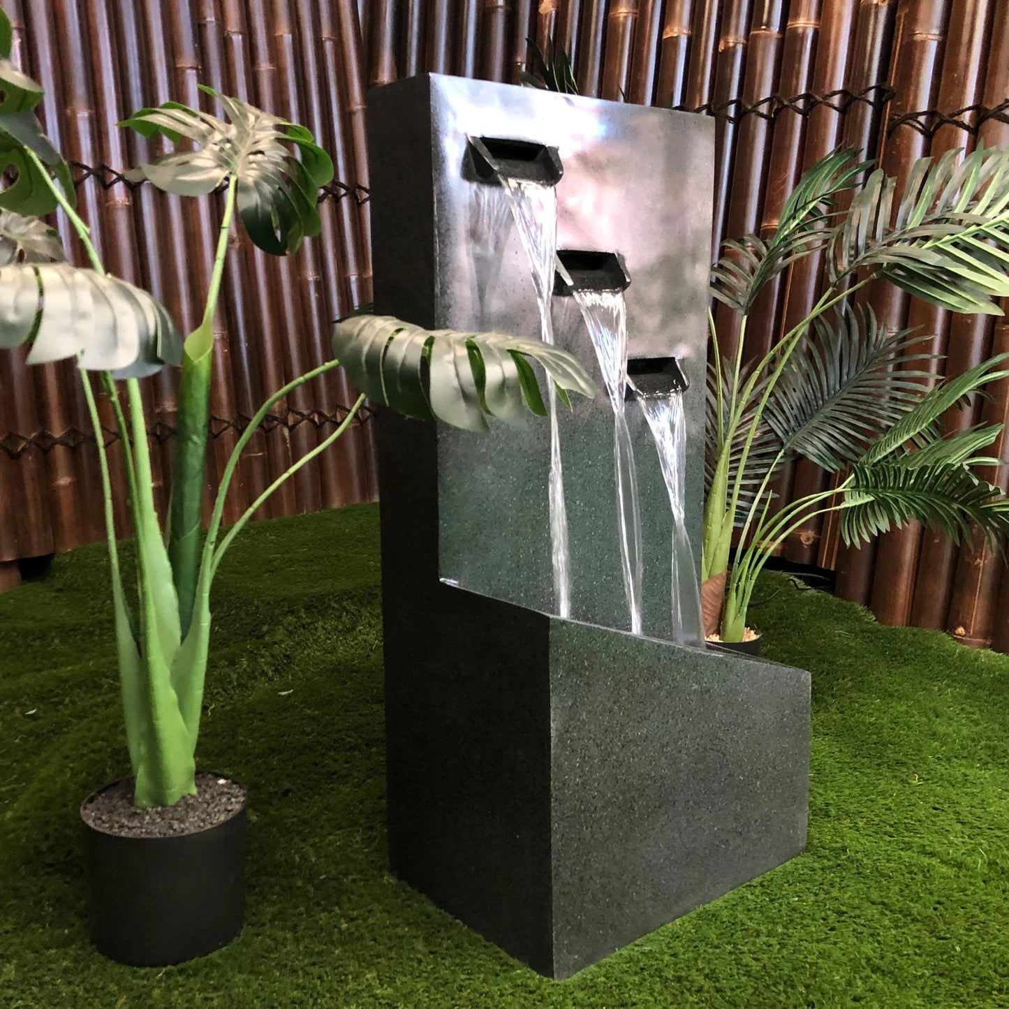 Modern 3 Spout Vertical LED Light Wall Water Feature