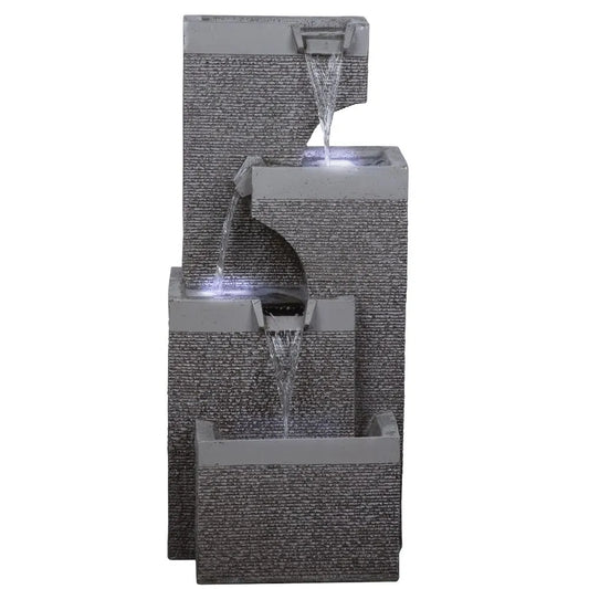 Modern 4 Tier Stone Look LED Light Water