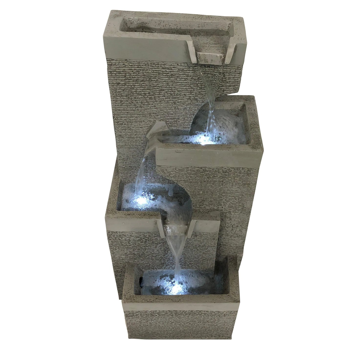 Modern 4 Tier Stone Look LED Light Water