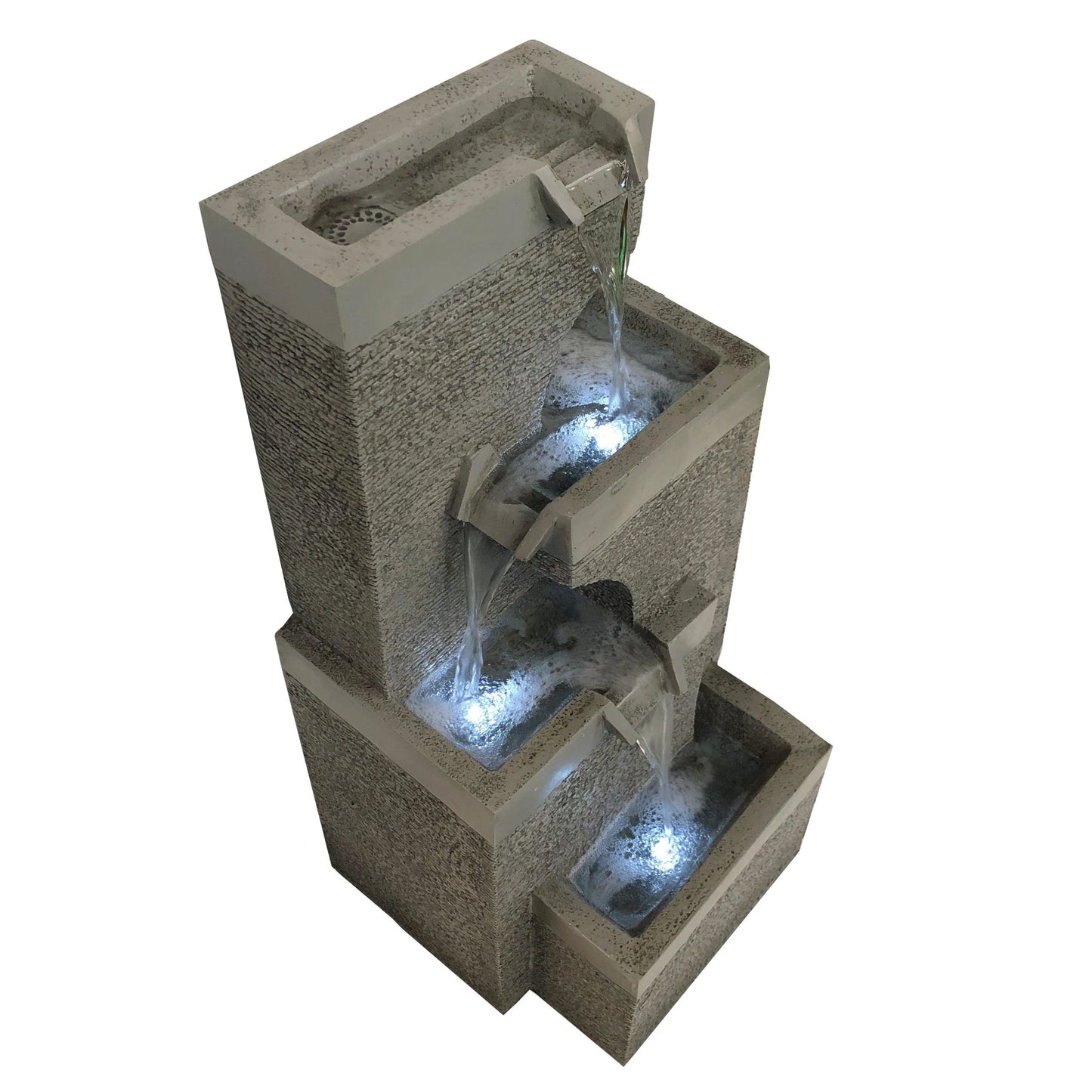 Modern 4 Tier Stone Look LED Light Water