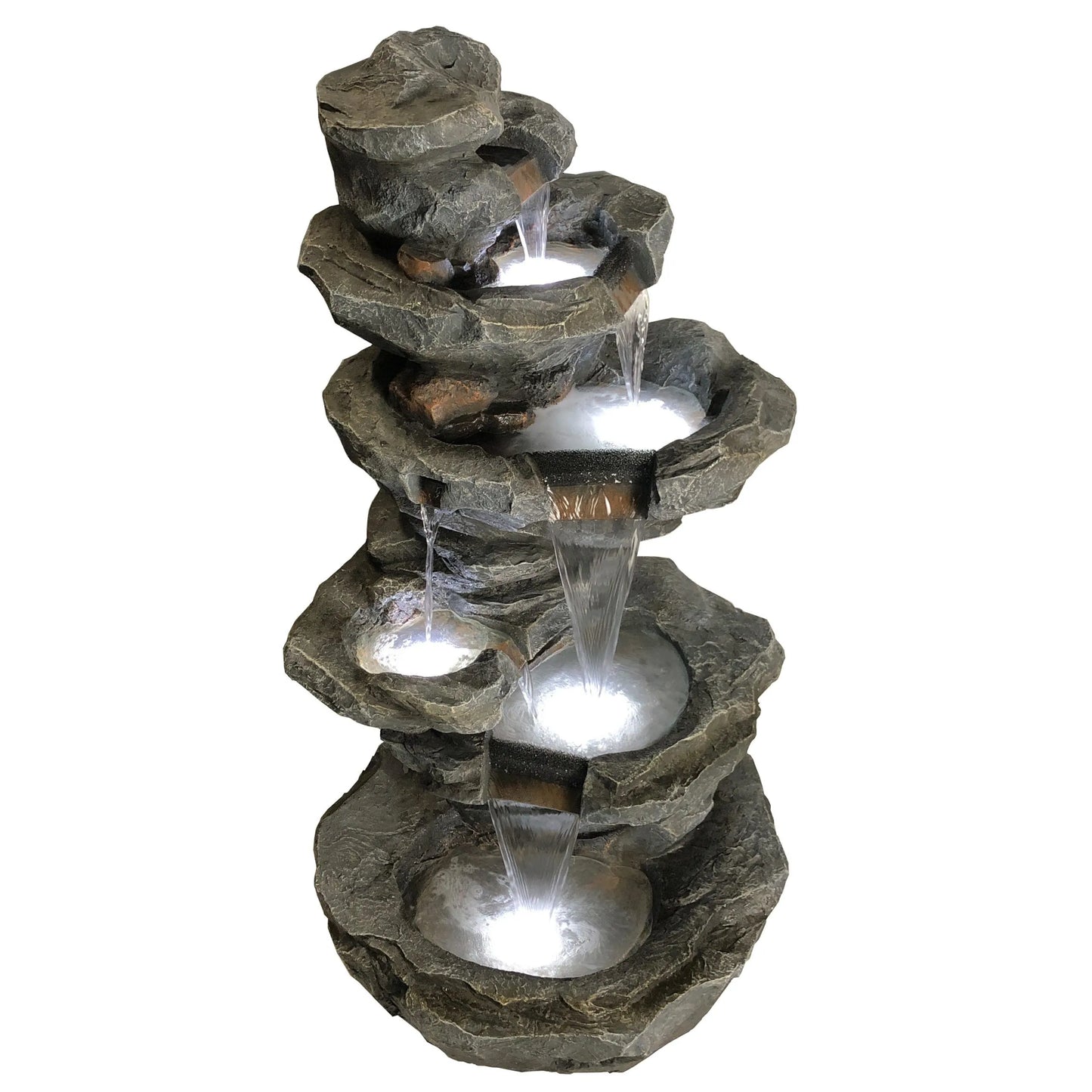 Cascading Natural Rock LED Lighting Water Feature