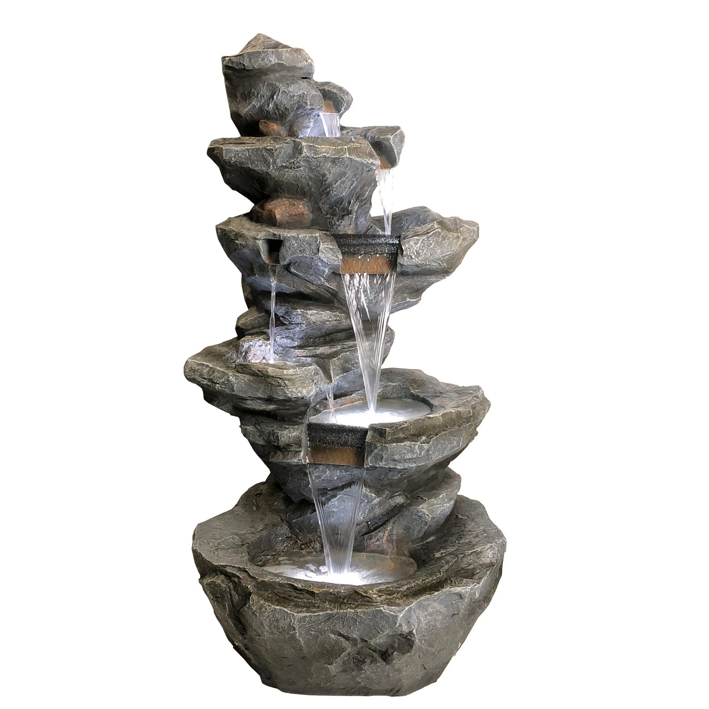 Cascading Natural Rock LED Lighting Water Feature