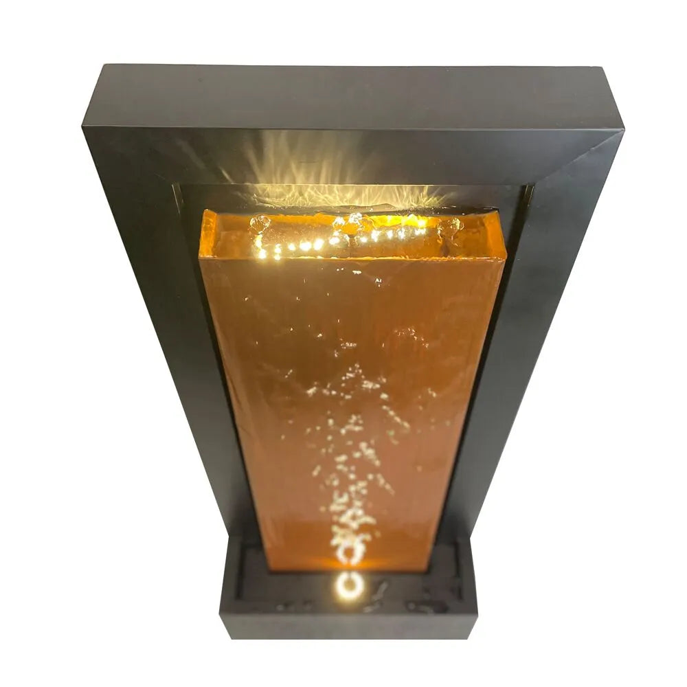 Modern Bronze Frame LED Lighting Wall Water Feature