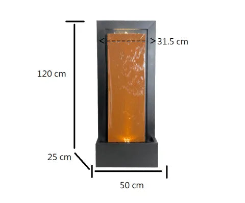 Modern Bronze Frame LED Lighting Wall Water Feature