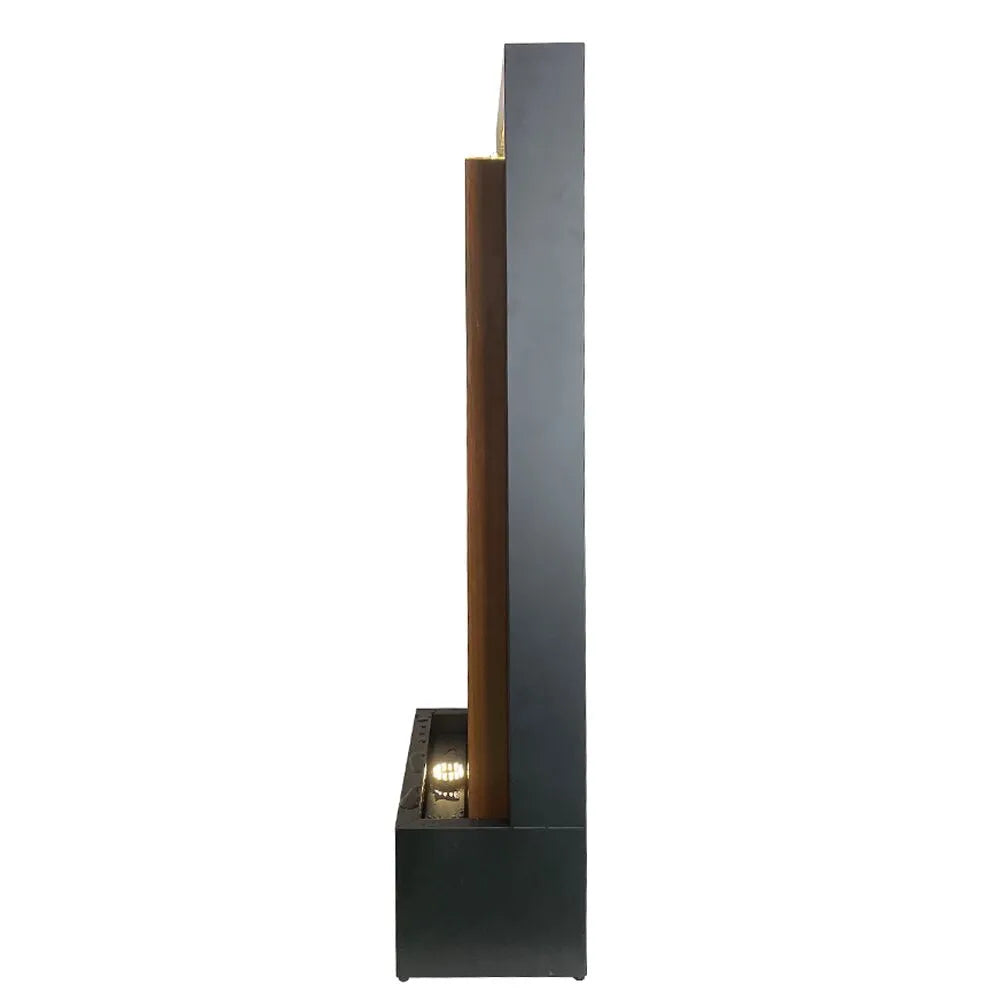 Modern Bronze Frame LED Lighting Wall Water Feature