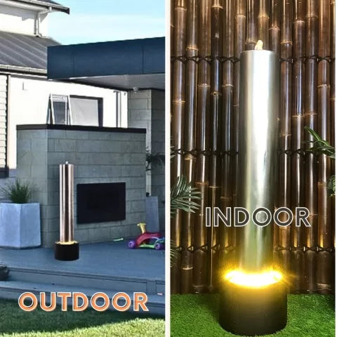 Modern Stainless Steel Bubbling LED Light Water Feature