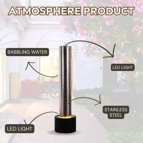 Modern Stainless Steel Bubbling LED Light Water Feature