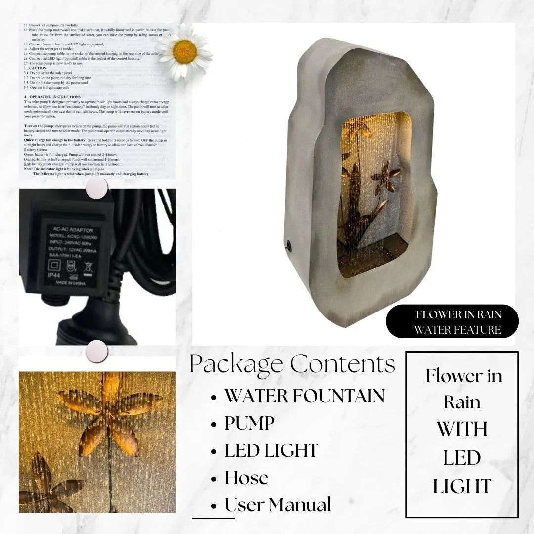 Abstract Rain Curtain LED Lighting Flower Water Feature