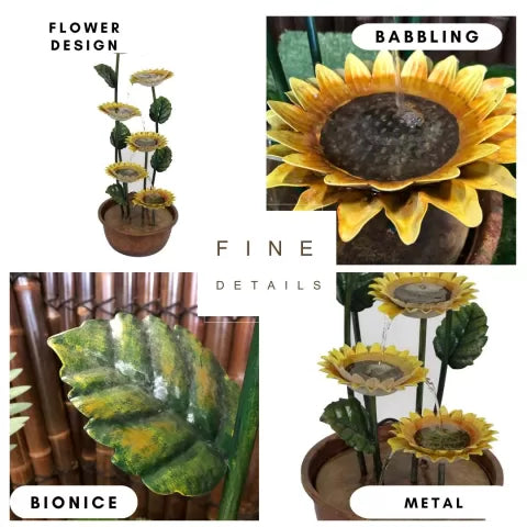 Decorative Cascading Sunflower Petal Water Feature