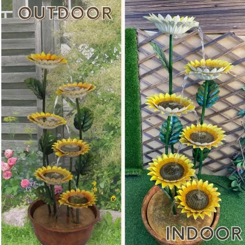 Decorative Cascading Sunflower Petal Water Feature