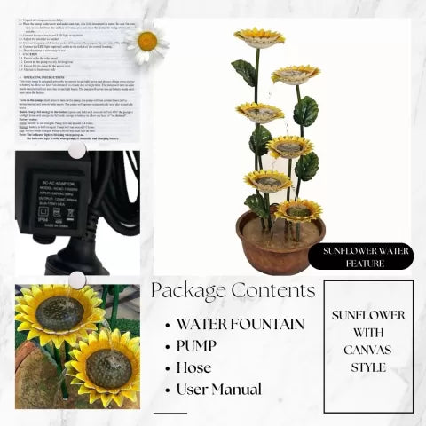 Decorative Cascading Sunflower Petal Water Feature