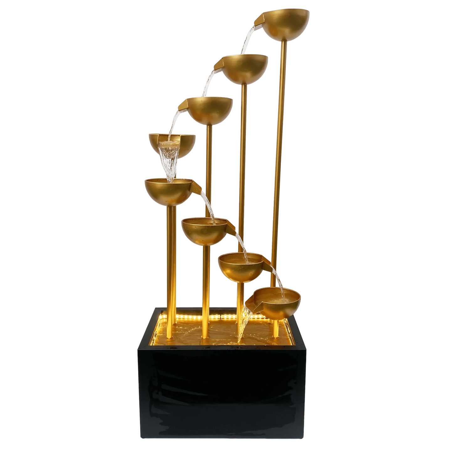 Cascading Copper Bowls LED Lighting Water Feature