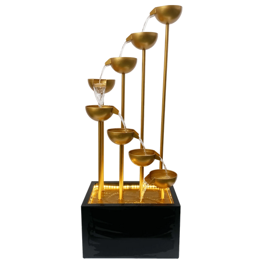 Cascading Copper Bowls LED Lighting Water Feature