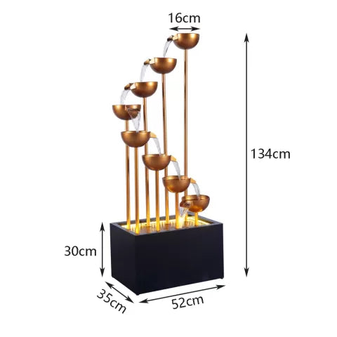 Cascading Copper Bowls LED Lighting Water Feature