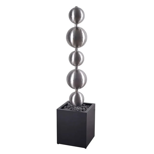 Modern Minimalist Steel Sphere Column Water Feature