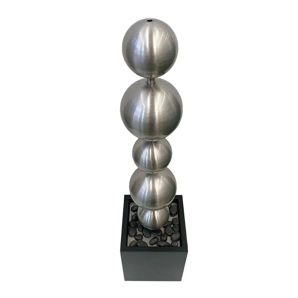 Modern Minimalist Steel Sphere Column Water Feature