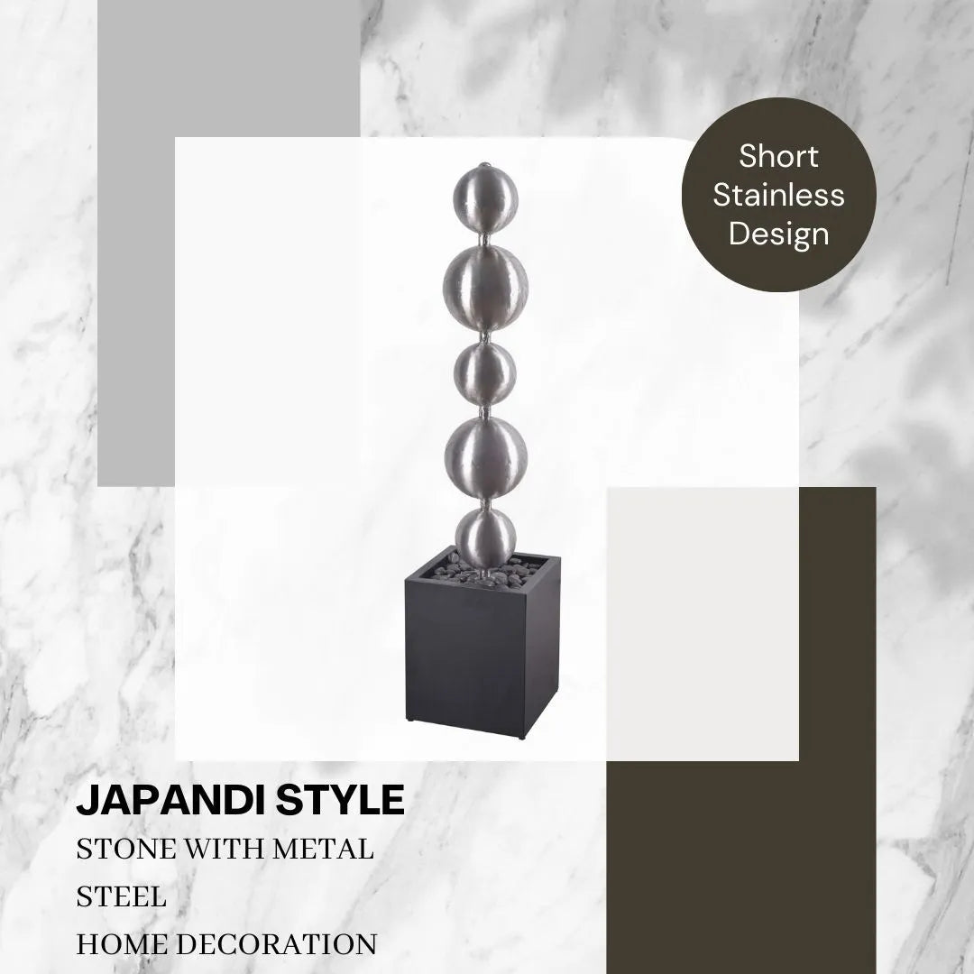 Modern Minimalist Steel Sphere Column Water Feature
