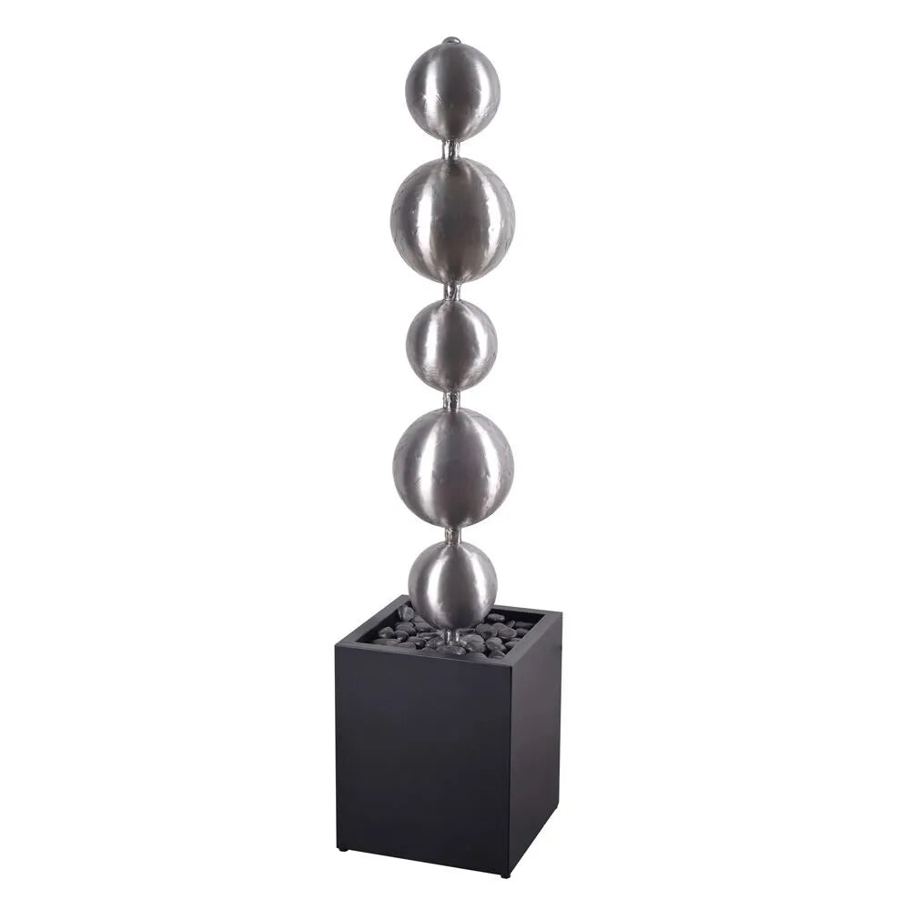Modern Minimalist Steel Sphere Column Water Feature